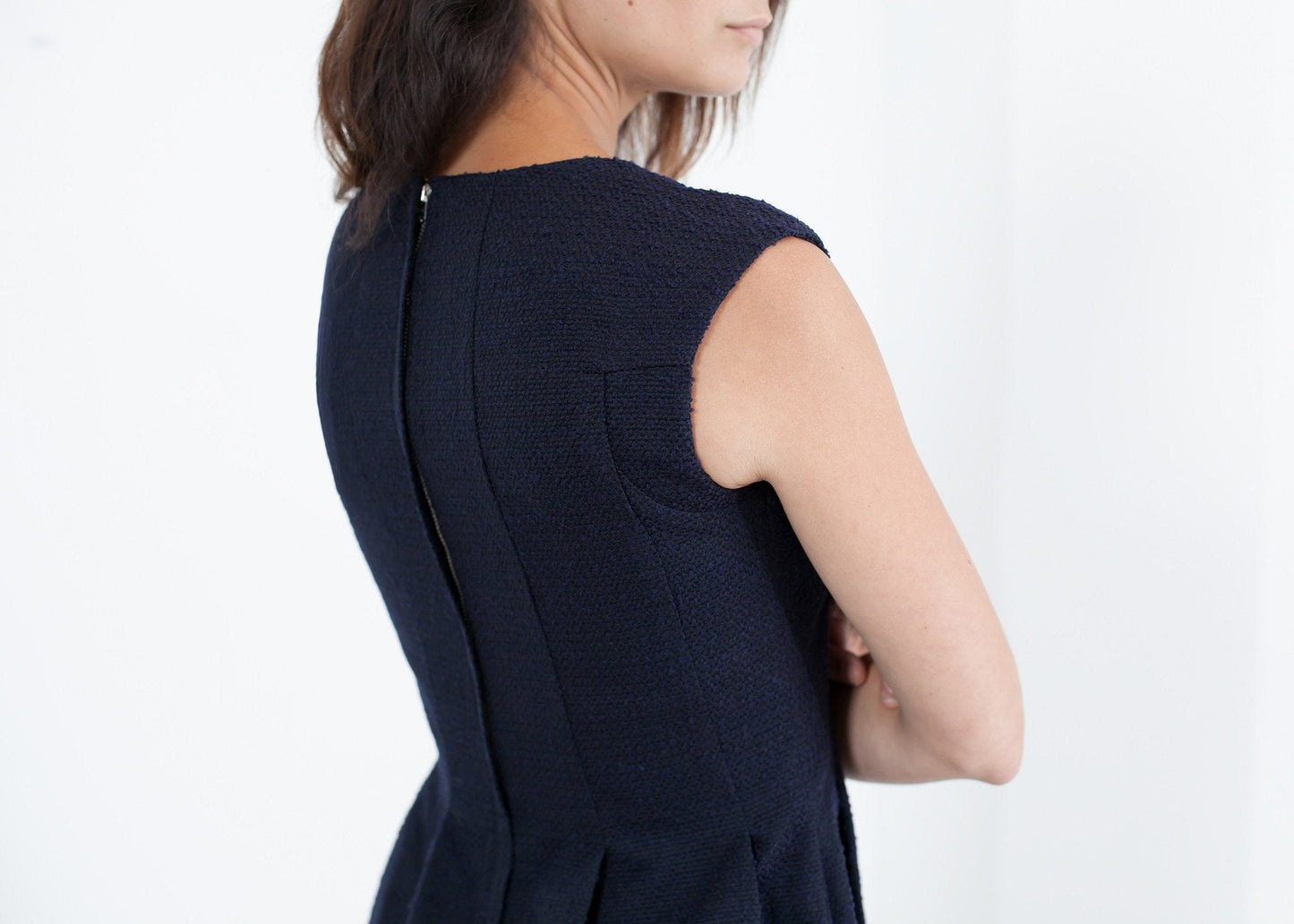 Plissiertes Rita-Kleid in Dunkelblau