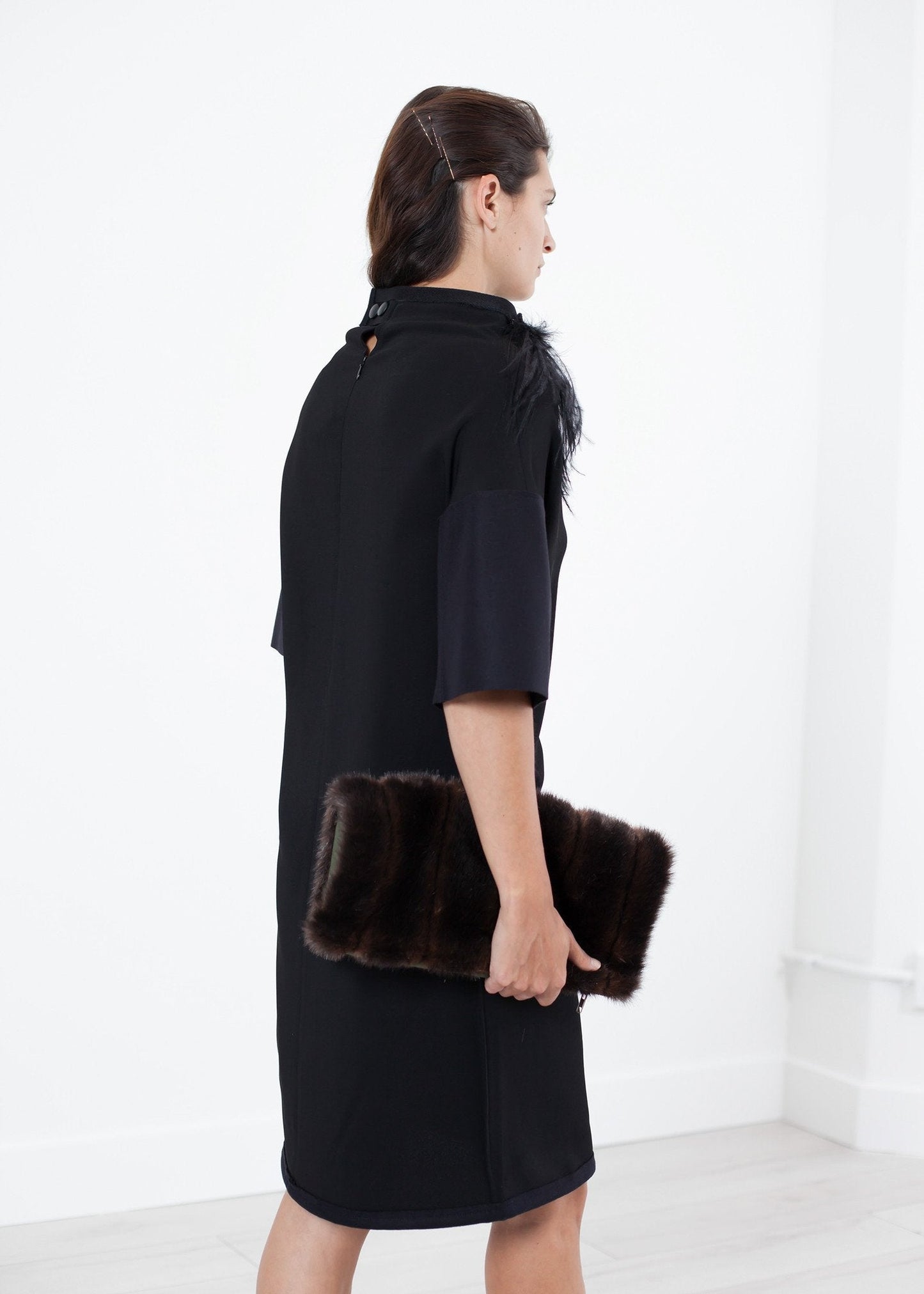 Kleid Straußenfeder in Schwarz