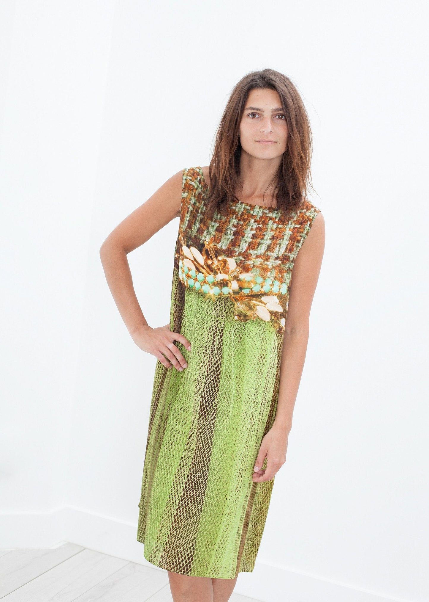 Silk Shift in Tweed und Netz