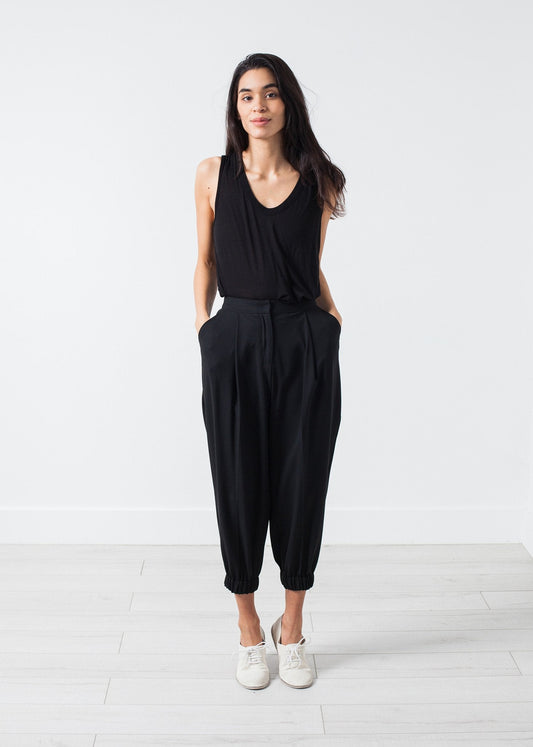 Ausgefallene Wollhose in Schwarz