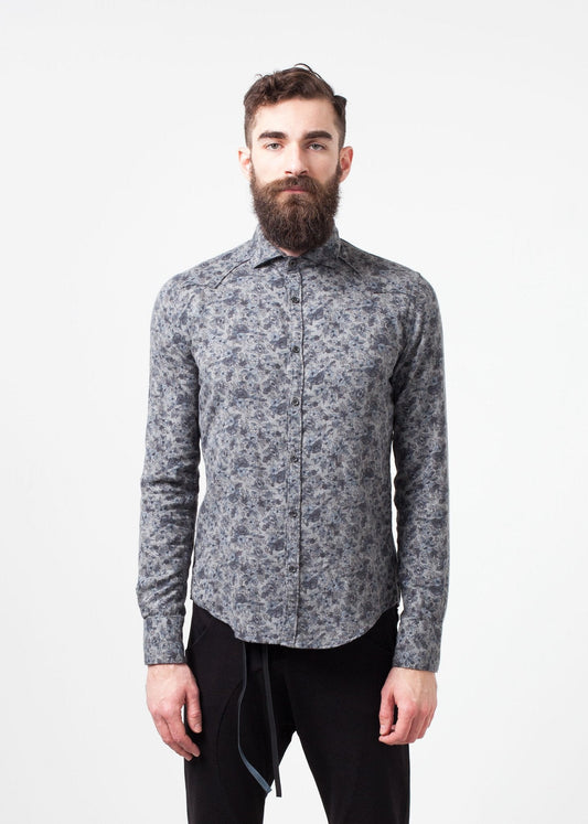 Western Arkansas Button-Up in grauem Blumenmuster