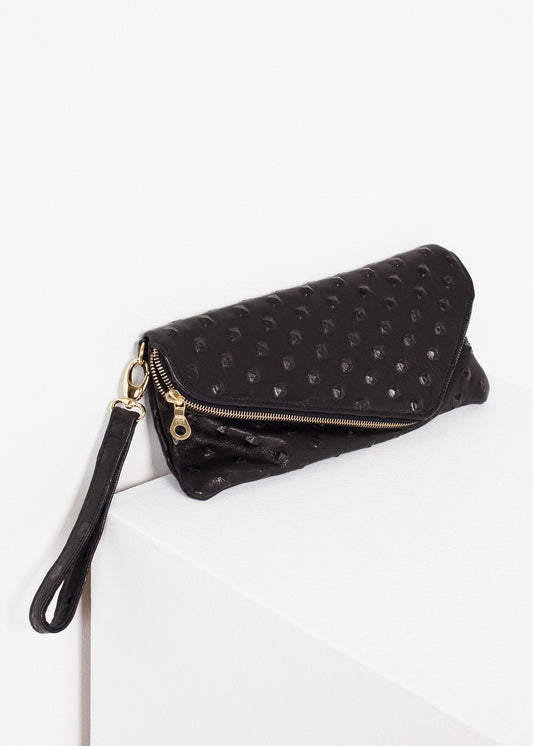 Roxanne Lederclutch in Schwarz